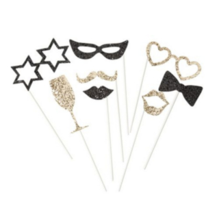 Galla Photobooth Selfie Rekvisitter Sort/Guld