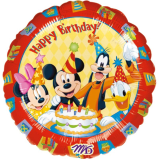 Mickey & Friends® Happy Birthday Folieballon Rød/Gul