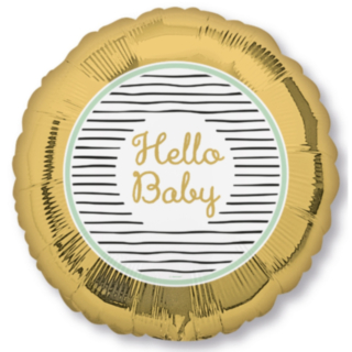 Hello Baby Folieballon Guld