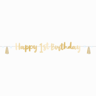Happy 1st Birthday Guirlande Lyseblå