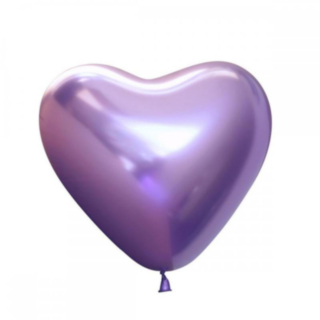 Premium Hjerte Latexballoner Chrome Lilla