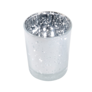 Glas Fyrfadsstage Metallisk Hvid