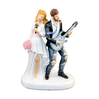 Rockende Brudepar Kagefigur