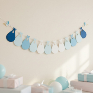 Stork Babyshower Guirlande Lyseblå
