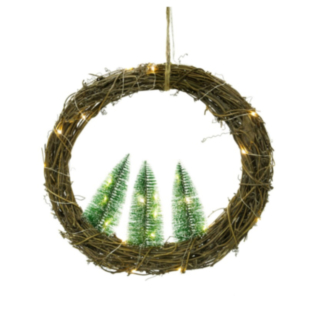 Rattan Julekrans Med Lys