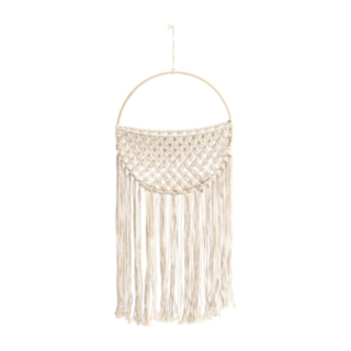 Rund Macrame Vægdekoration Hvid