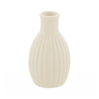 Mini Stribet Keramikvase Cremehvid