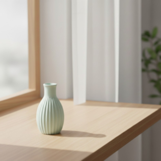 Mini Stribet Keramikvase Pastelgrøn