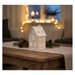 Keramik Hus Lysestage Hvid