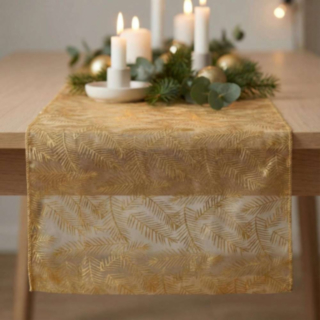 Organza Bordløber Blade Guld