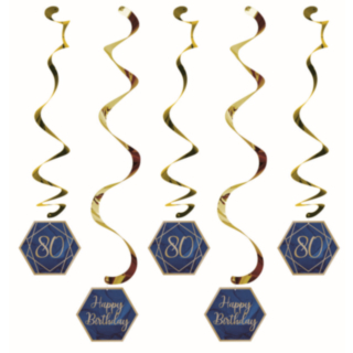 80 Års Swirls Navy Gold Geode