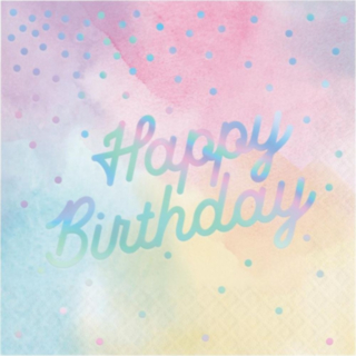 Happy Birthday Servietter Iriserende