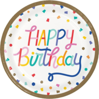 Konfetti Happy Birthday Middagstallerkener
