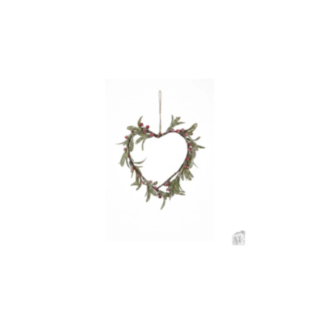 Hængende Julehjerte Grøn/Rød