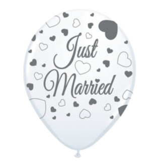 Just Married Latexballoner Hvid