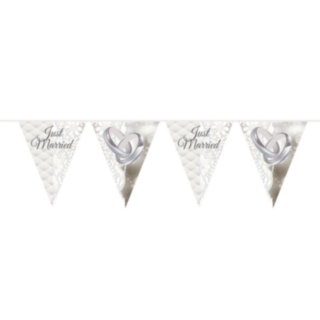 Just Married Vimpelguirlande Hvid