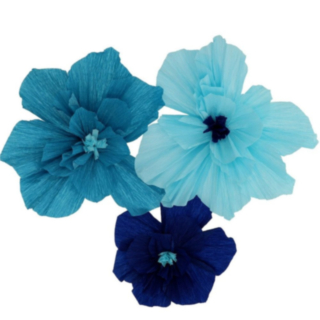 Crepe Papirblomster Blå