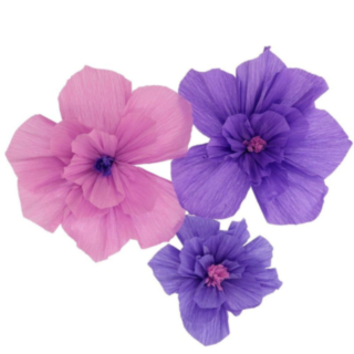 Crepe Papirblomster Lilla Mix
