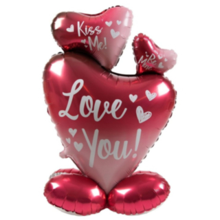 Love You Stående Hjerte Folieballon