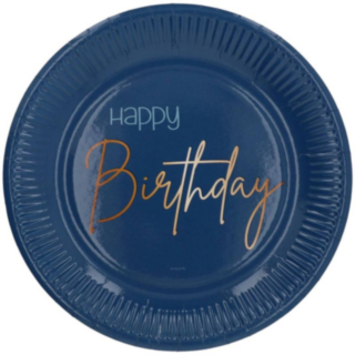 Happy Birthday Paptallerkener Mørkeblå