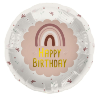 Happy Birthday Folieballon Regnbue Lyserød