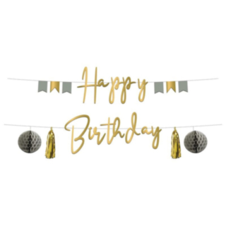 Golden Dawn Happy Birthday Honeycomb Guirlande