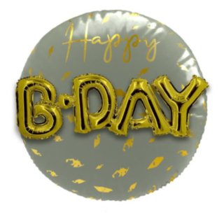 Golden Dawn Happy B-Day 3D Folieballon