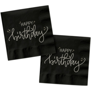 Happy Birthday Servietter Sort