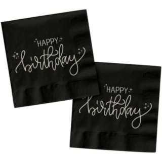 Happy Birthday Servietter Sort