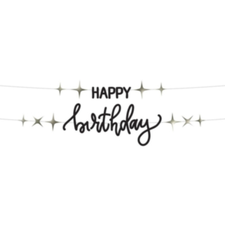 Happy Birthday Bogstavsguirlande Sort