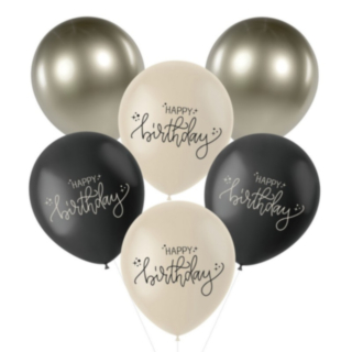 Happy Birthday Latexballoner Crème Noir