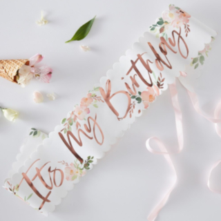 Blomstret It's My Birthday Skråbånd