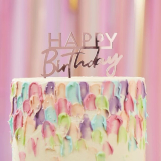 Happy Birthday Akryl Kagetopper Rosaguld