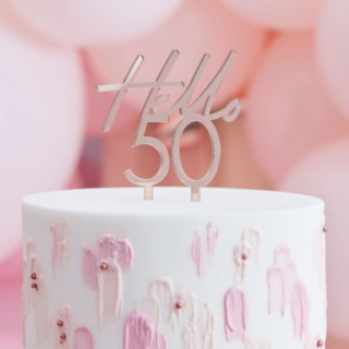 Hello 50 Akryl Kagetopper Rosaguld