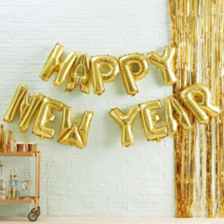 Happy New Year Folieballoner Guld