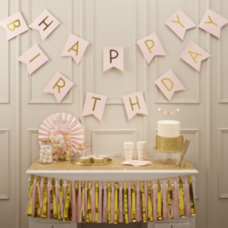 Fødselsdags Banner Pastel Lyserød