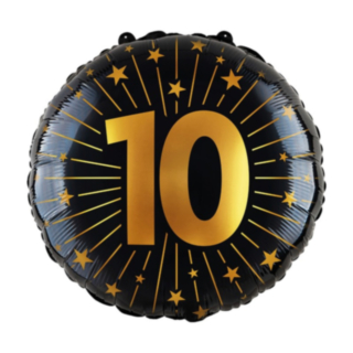 10 Års Golden Celebrations Folieballon