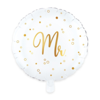 Mr Folieballon Hvid/Guld