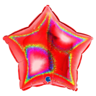 Stjerne Folieballon Holografisk Rød