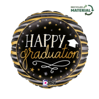 Studenterhue Folieballon Sort/Guld