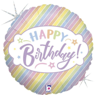 Happy Birthday Pastel Regnbue Folieballon