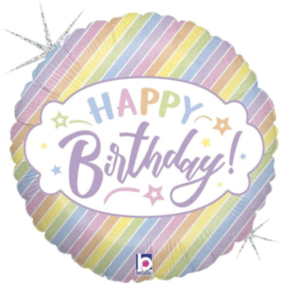 Happy Birthday Pastel Regnbue Folieballon