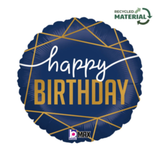 Happy Birthday Folieballon Blå