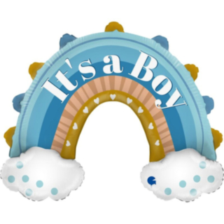 It's A Boy Regnbue Folieballon Lyseblå