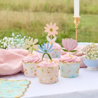 Floral Tea Party Kagepinde & Cupcake Wrappers