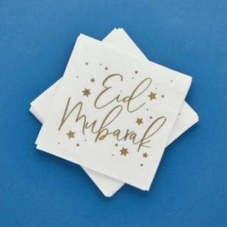 Eid Mubarak Servietter Hvid/Guld