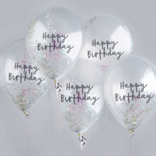 Happy Birthday Konfetti Balloner Iriserende