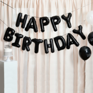 Monochrome Happy Birthday Ballonguirlande