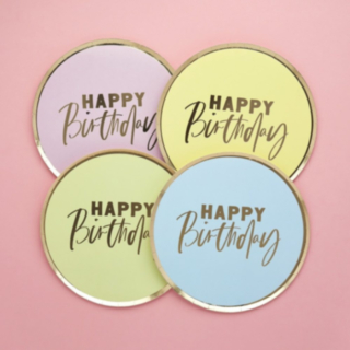 Happy Birthday Papirtallerkner Pastel