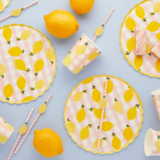 Citron Gingham Paptallerkener